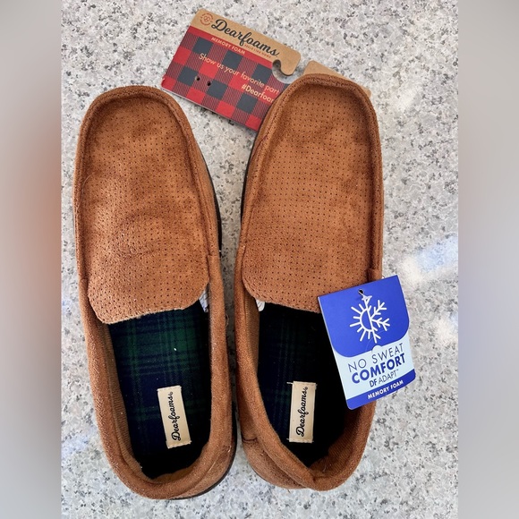 Dearfoams Mens slippers NWT Size XL Brown - Picture 1 of 3